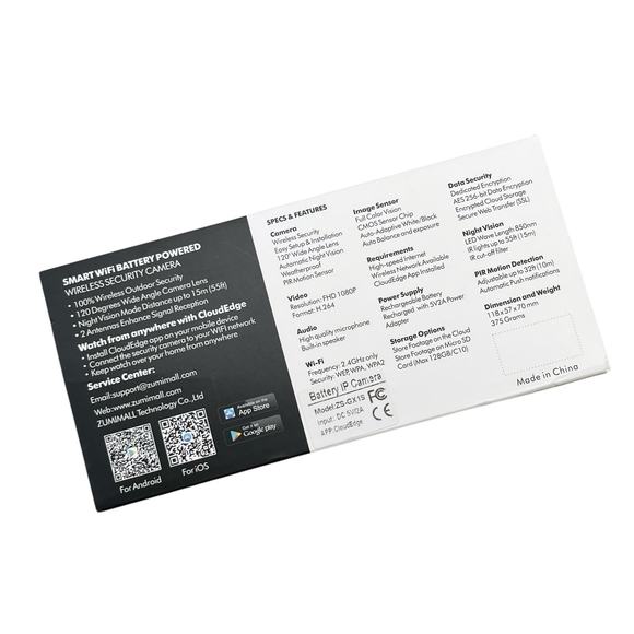 Zumimall GX1S Black Silver Wireless WiFi Outdoor Security Battery Powered Camera - Picture 3 of 11